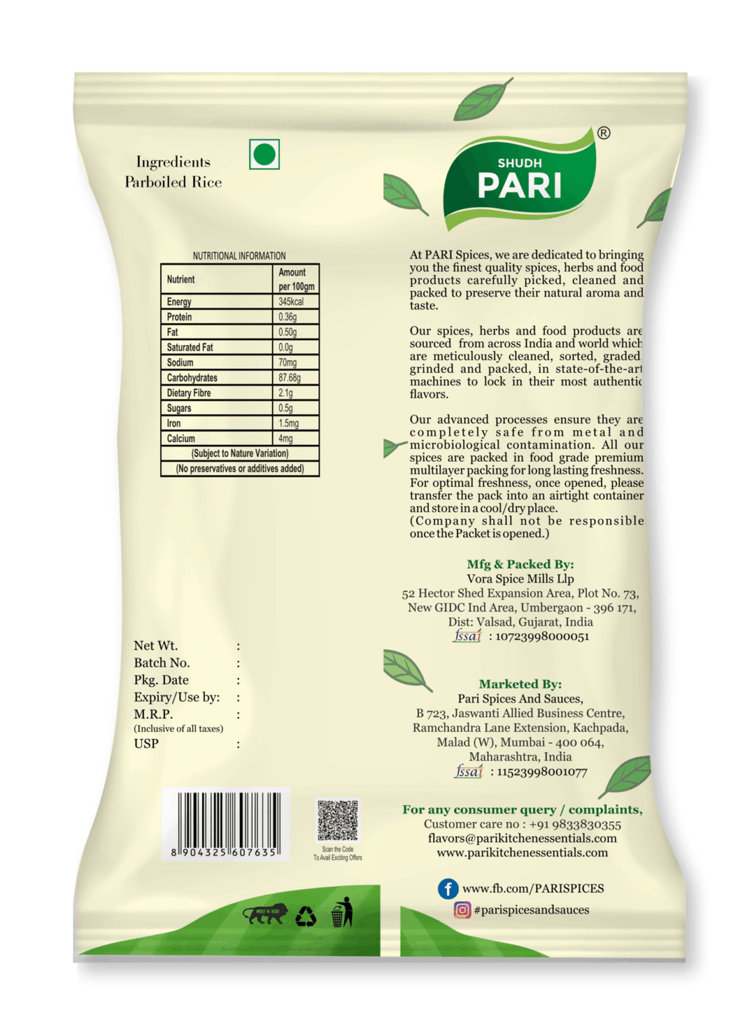 Shudh Pari Parboiled Rice | Nutritious Steamed Rice - 1 Kg