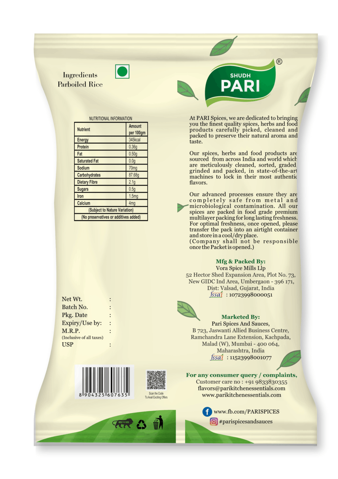 Shudh Pari Parboiled Rice | Nutritious Steamed Rice - 1 Kg