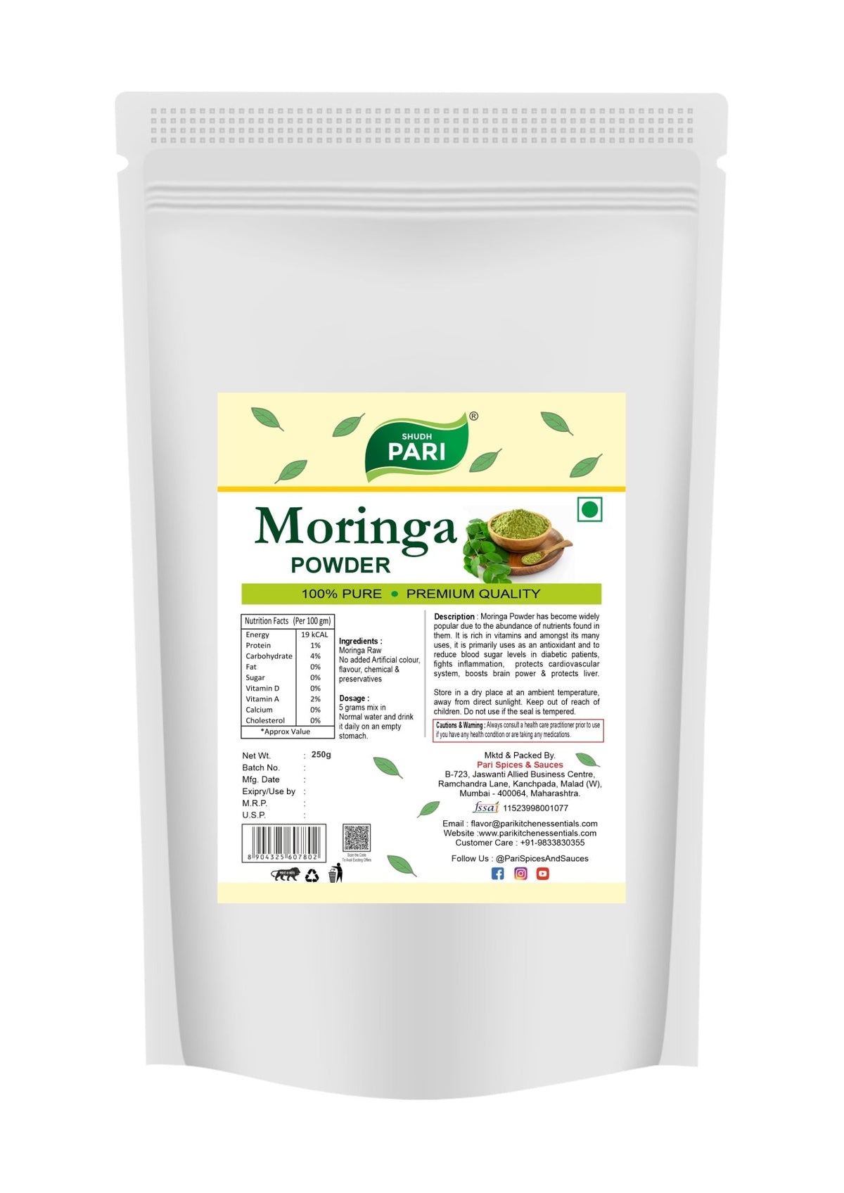 Shudh Pari Moringa Powder - 250 gm Pari Spices and Sauces