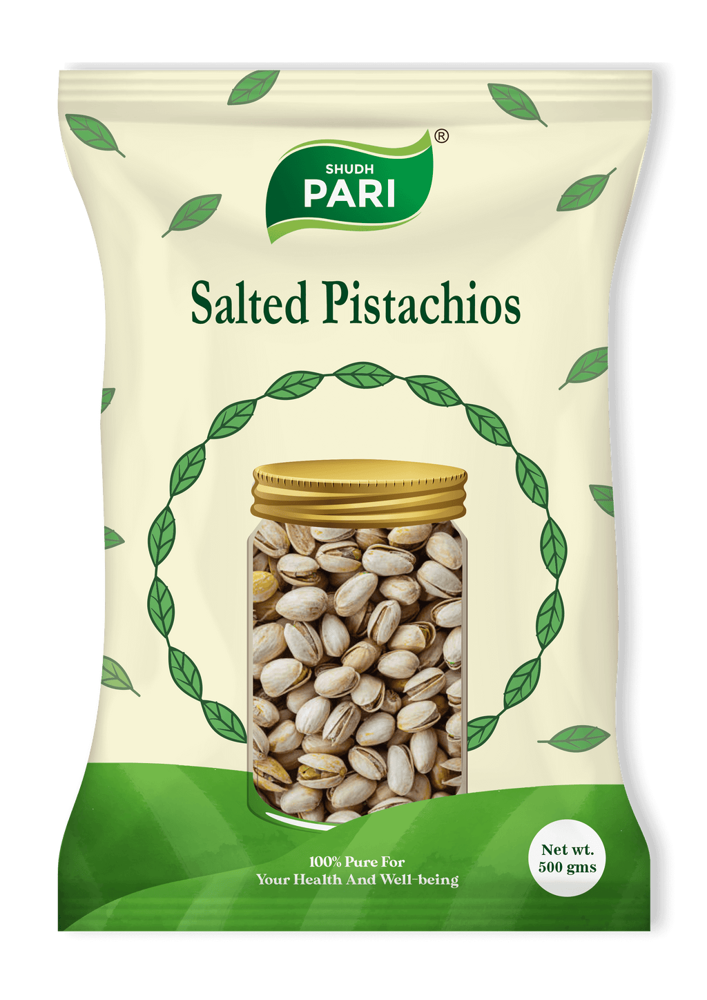 Shudh Pari Roasted Salted Pistachios with Shell - 500gm