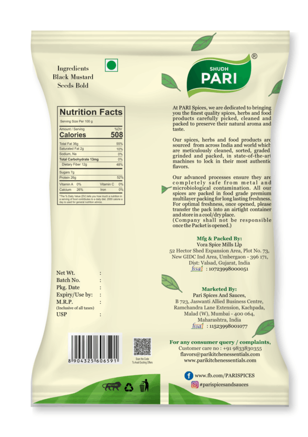 Shudh Pari Black Mustard Seeds Bold / Rai - 500gm