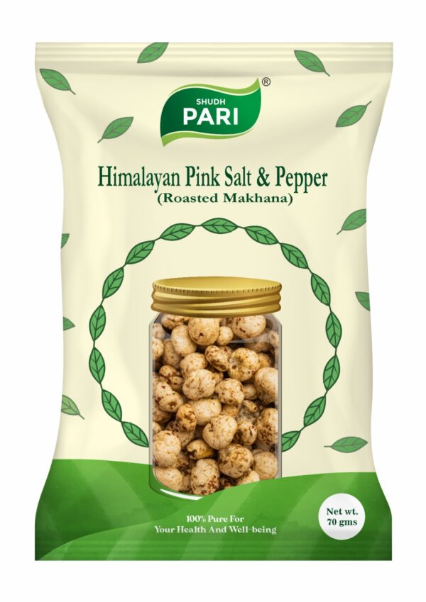Shudh Pari Himalayan Pink Salt & Pepper Ghee Roasted Makhana 5 Suta Fox Nuts - 70 gm