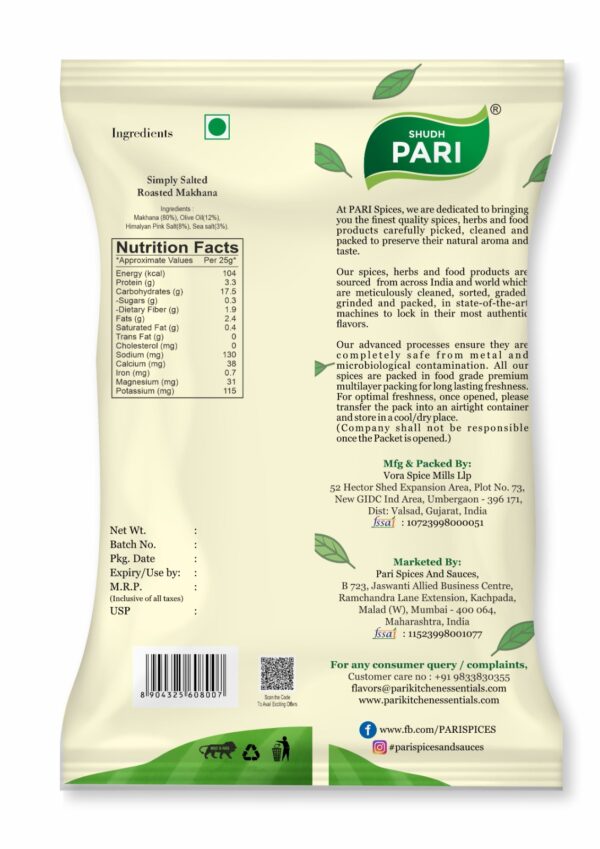 Shudh Pari Simply Salted Ghee Roasted Makhana 5 Suta Handpicked Fox Nuts